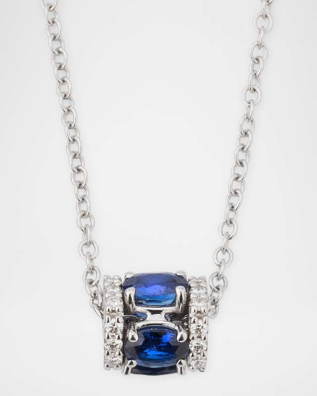 Procida 18K White Gold Blue Sapphire and Diamond Pendant Necklace